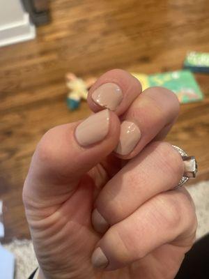 Chipped and split nail after less than 12 hours.