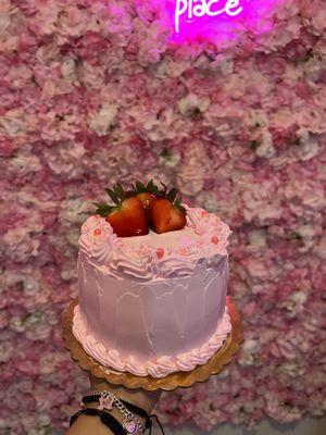 Six inch strawberry cake