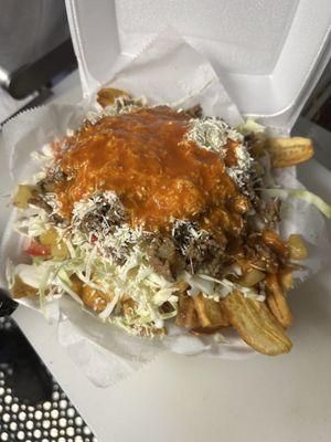 Carne molida con tajadas