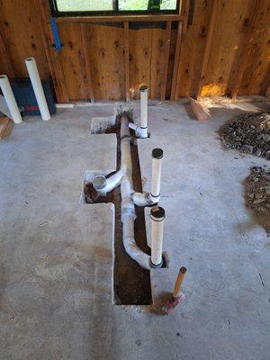 ADU rough-in, cut out from slab and pipe wrapped