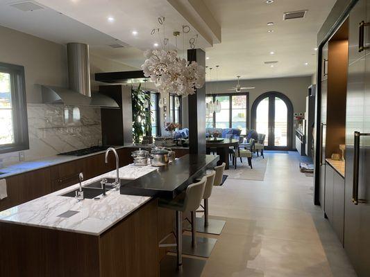 Febal Casa custom kitchen project in LA, in wood veneer and lacquer finish