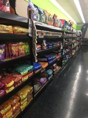 Lots of pet food choices.