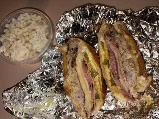 Tony Montana cabano Cuban Sandwich and Macaroni Salad
