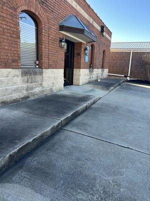 The entrance to the building