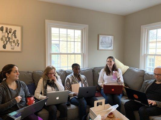 Part of the action team working hard and having fun at our monthly meetings.