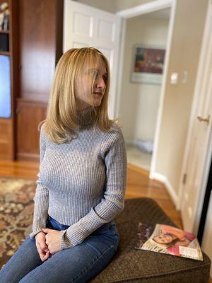 Highlighted Blonde Hair blown out