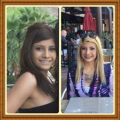 Dark to a natural blonde.