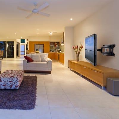 TV with full motion bracket