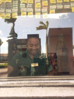 Macy taking a photo of my husband and laughing at him.