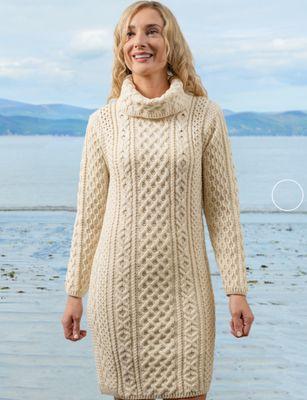 The Classic Aran knit dress with roll neck