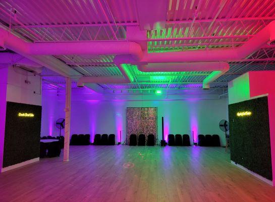 View from DJ booth, with lighting package.
Book now at hottest new event center in Columbus, Ohio!
LegendaryEventCenter614.com