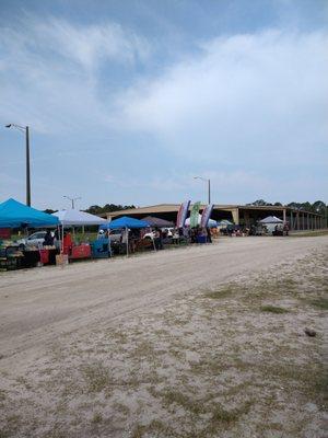 Pop up tents by the arena