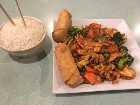 Chicken and garlic sauce is tangy spicey and sweet.