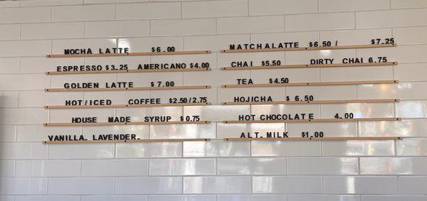 Dec 2025 Menu Syrups made in house! Don't be afraid to ask the staff for recommendations they are so sweet!