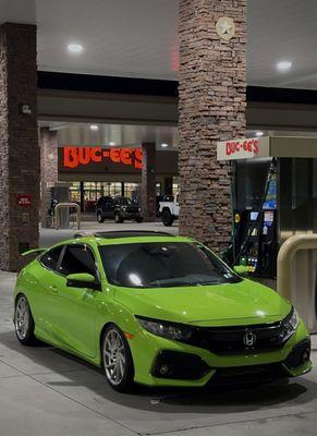 Vehicle after repairs and paint. The front bumper was the affected part before hand. Looks brand new.