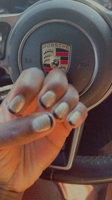 Gel manicure with Black Tip