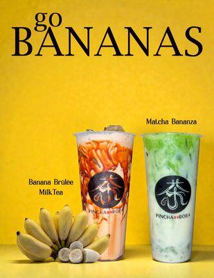 Matcha Bananza & Banana Brûlée Milk Tea
