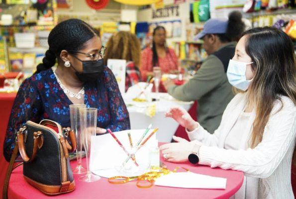 Teacher Appreciation Brunch 2022. Teachers sharing their wish lists for the next school year.