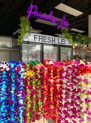 Variety of dyed orchid lei to match with event themes or school colors