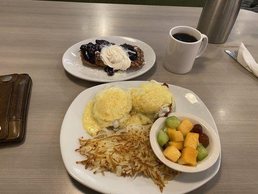 California eggs, Benedict with avocado, and the best blueberry muffin, French toast you'll ever have!