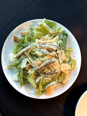 Caesar Salad with anchovies quality Parm and with big enough for two.