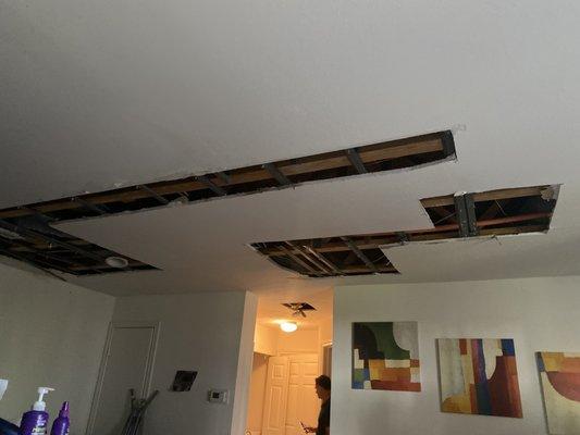 This is where they fix the pipes the pipe was running between apartments.