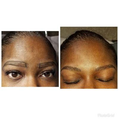 Before and after Microblading procedure