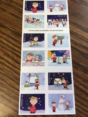 Peanuts Forever USA! Charlie Brown Christmas stamps $9.80