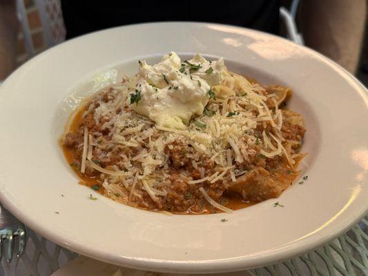 Traditional Veal Bolognese Sauce On Pappardelle Pasta