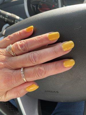 Gel manicure with sunny yellow for summer!!