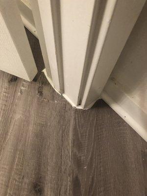 Horrible. Jagged edges, imprecise cuts. Never again! Didn't peel up old flooring just laid new flooring over it. I have slopes and ramps now