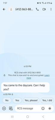 Ke'von texting me Friday February 21,2025, instead of coming to the door to speak with me.