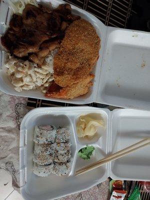 California roll y chicken mix seafood