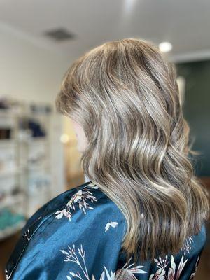 Silk- this is how her hair feels and looks after a highlight and glaze. Her regrowth will be subtle and her hair is in great condition.