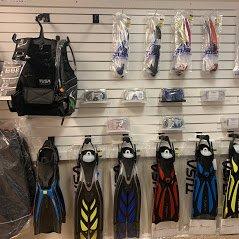 Inside the dive shop