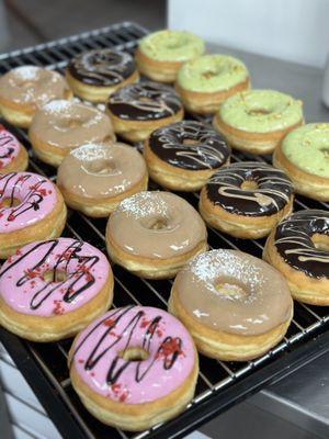 Strawberry, Coffee , Chocolate Fudge, Pistachio icing