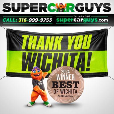 Thank you, Wichita! Super Car Guys was voted one of the Best Pre-Owned Dealerships in town, and we're proud to bring home the bronze medal!