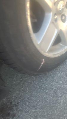 Chaulk marker marks from parking enforcement