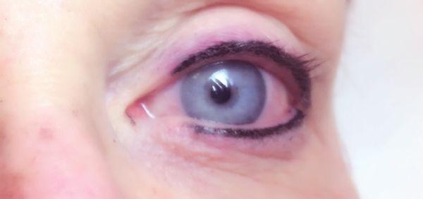 Smoky eyeliner enhancement by Dawn right after procedure.