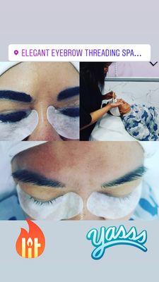 Lash lift with eyelash tinted and eyebrow tint.