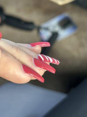 did not keep a consistent thickness for each nail, they were filed down much shorter than the length he cut them