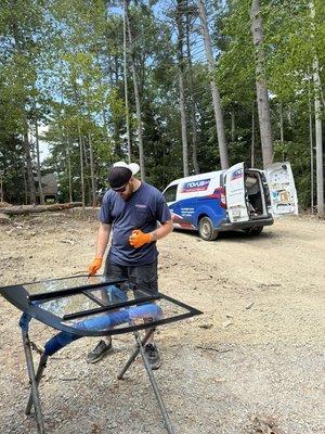 Yes .. Novus Glass replaces glass in Heavy Equipment . Call 945-6688 to set up an appointment!