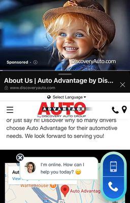 This is a photo of the ai ad from this used car dealer.