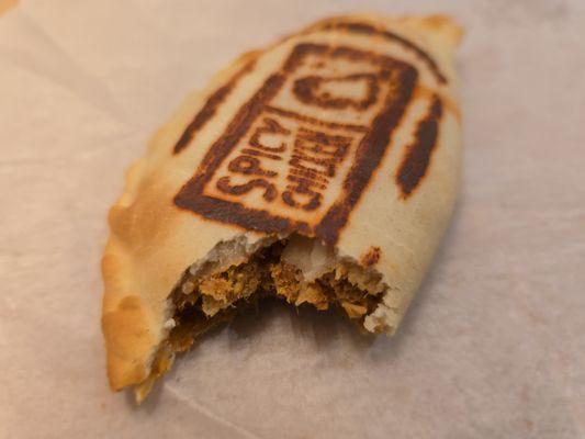 Inside the spicy Chicken Empanada