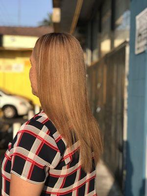 Keratin treatment on a treated hair.