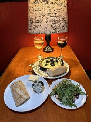 Baguette, Roasted Beet Salad, Escargot - IG @bougiefoodieboi