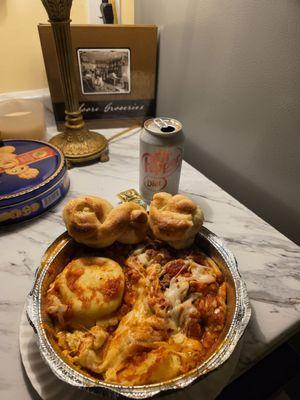 The pasta sampler, 4 different entrées.