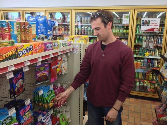 Turner perusing the snacks.