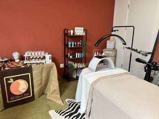 Facial bed and products