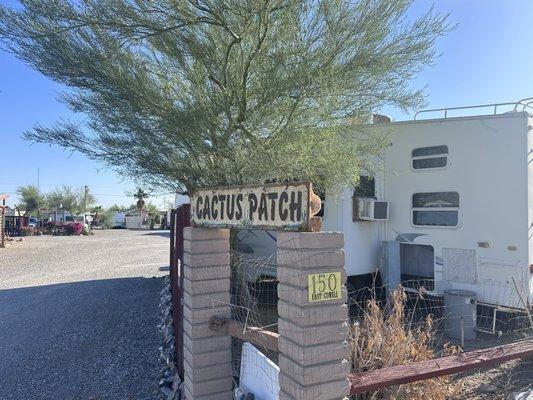 Business sign with address.